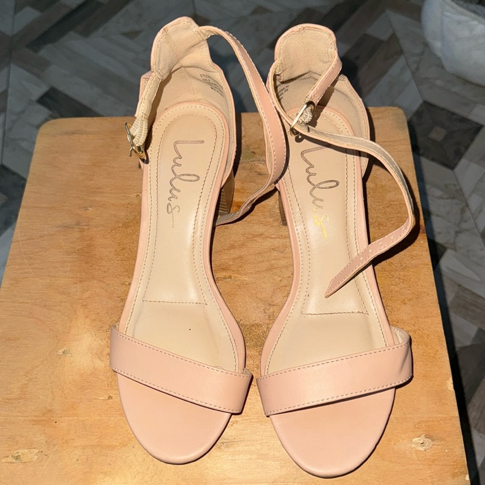 Harper Almond Stacked Ankle Strap Heels